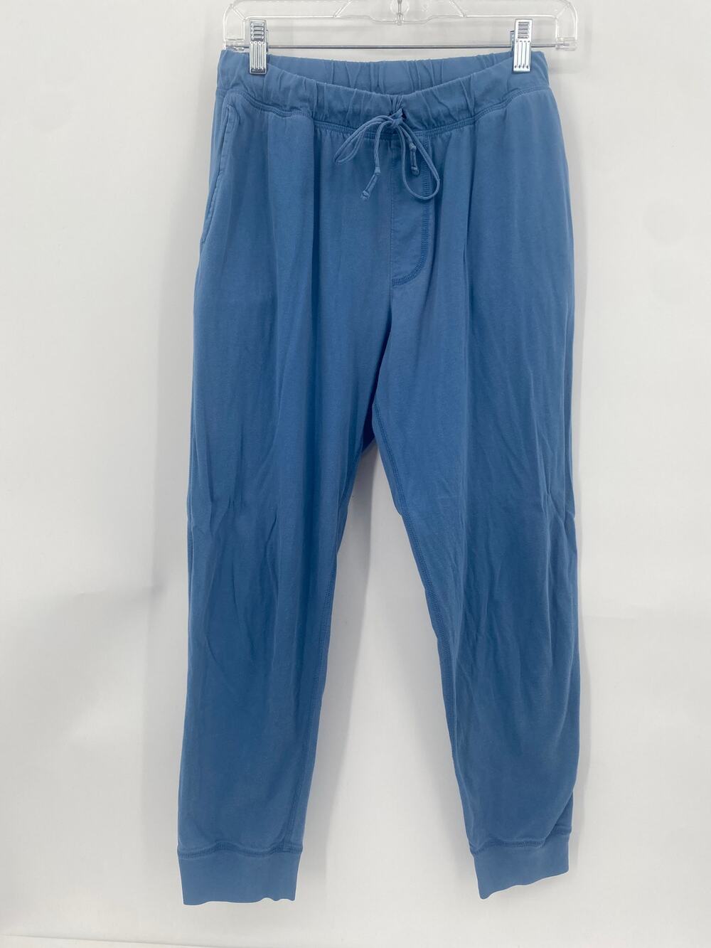 Lands' End Men's Hazy Blue Jogger Lounge Pants Pockets Elastic Tie Medium 32-34